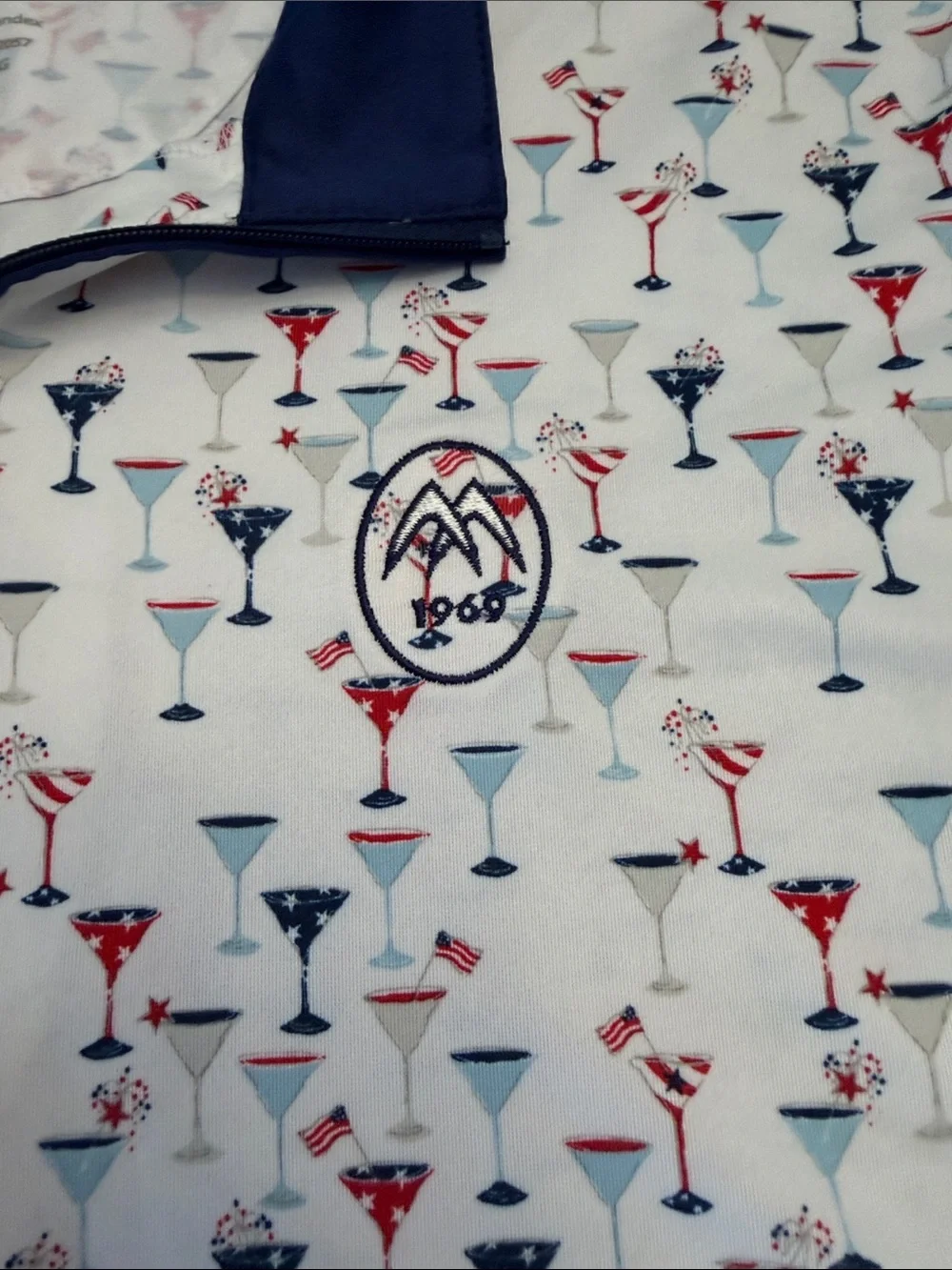 SanSoleil SolCool Sleeveless Golf Tennis Polo Shirt Martini Print UV 50+ L